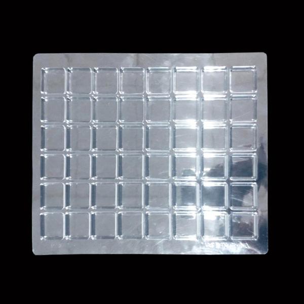 Custom 48-Cell Food Grade Clear PET Blister Tray for Secure Chocolate Packaging