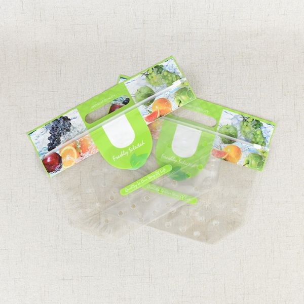 Custom Design Food Grade Plastic Anti-fog Pouch Transparent Fresh Vegetable Fruit Storage Packaging Bag with Zipper Handle