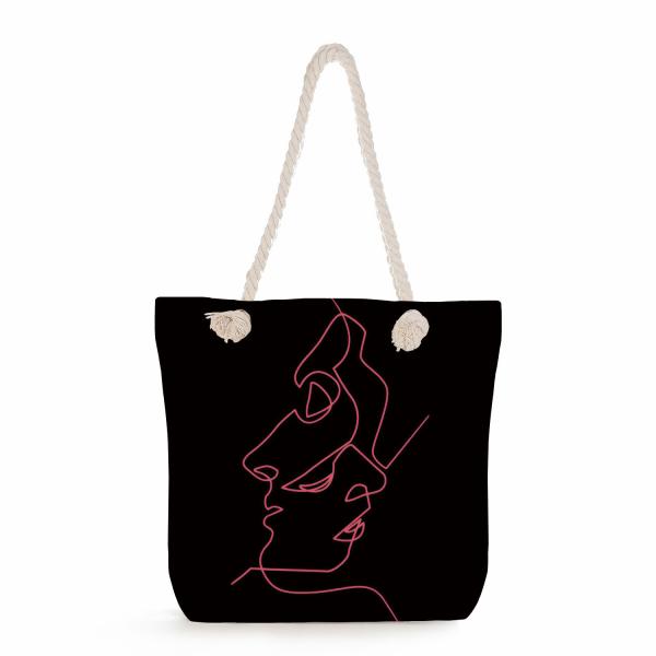 Women's Large Tote Bag Custom Canvas Reusable Shopping Bag with Print Pattern