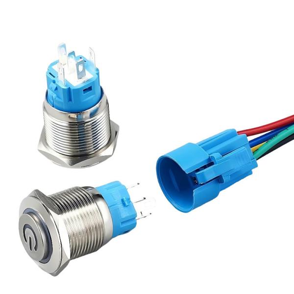 19mm Metal annular Push Button Switch 3v 12V 24V 110V 220V LED Lamp Illumination Waterproof Momentary Latching Switch Ri