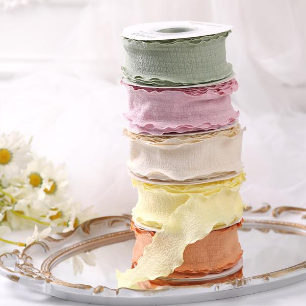 40мм Валентинская цветная юта лента льна морщины края юта решетки лента