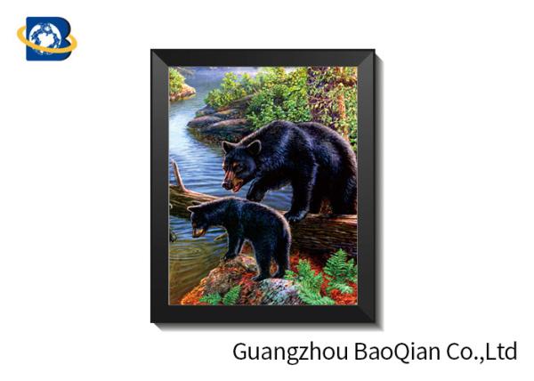 Wall Art Stretched Picture Of Wild Animal Black Bear / Deer For Bedroom Decoration