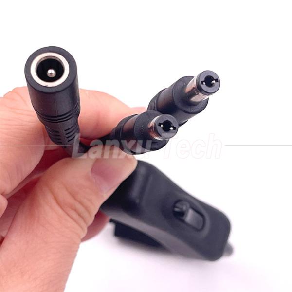 12v Splitter 1 féminin à 2 mâles prise CC 5,5x2,1 mm sur et hors câble de câble de commutateur pour lampe à LED