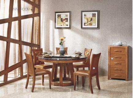 Veneer Finishing Modern Wood Dining Room Table / 5 Drawers Contemporary Kitchen Tables