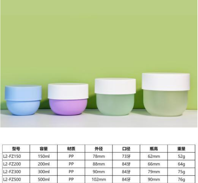 Food Grade PP Plastic Jar with Screw Top and UV Printed Label for 150-500ml Cosmetic Face & Body Creams (Cheer Pack)