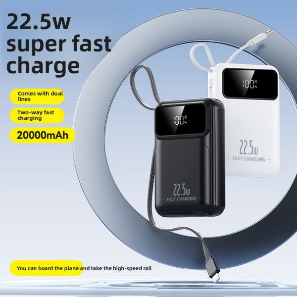 LED Display Mobile Charger Bank Built in Cable Ultra Compact 20000mAh 22.5W