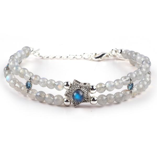 Handmade Moonstone Beaded Bracelet Natural Moonstone Bracelet Adjustable Charms Bracelet For Party Daily Wearing
