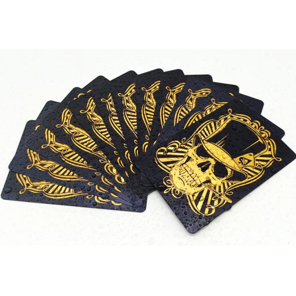 Durable Foil Stamping Black And Gold Playing Cards Waterproof 280gsm