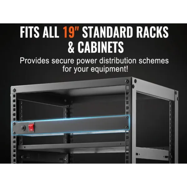 15 AMP Power Supply Control Unit - 9 Outlet Rack Mount Power Strip with AC Noise Filter PDU
