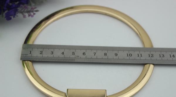Ladies bag parts zinc alloy light gold 105 mm round metal bag handle