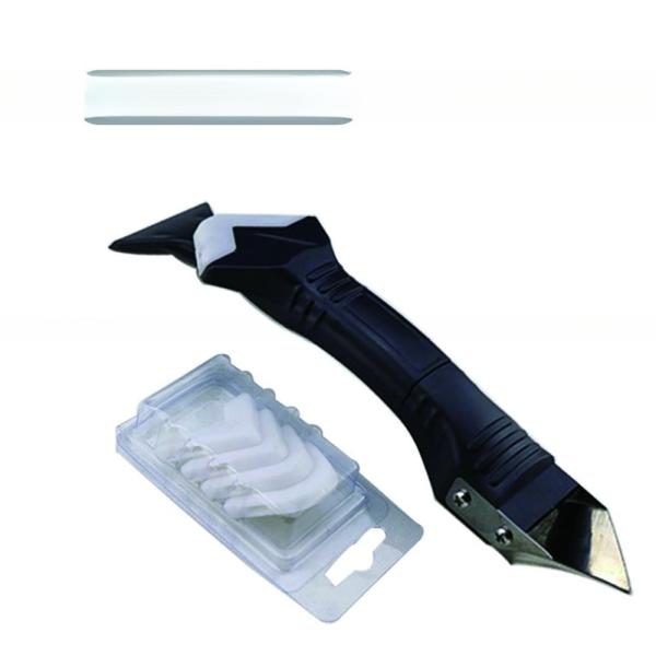 3 in 1 Caulking Tools Caulk Finisher and Remover with Steel Blade Removal Tool Silicone Trowel Sealant Scraper