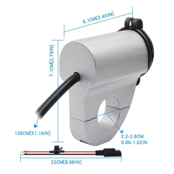 5V 2.4A QC 3.0 Waterproof Motorcycle USB Charger OEM For Cell Phone