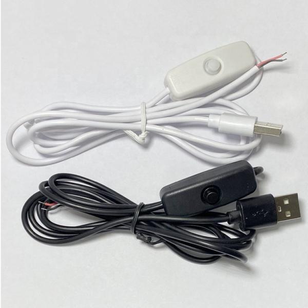 1m White Black Led Strip Power on off Button USB Type A Switch Extension Cable