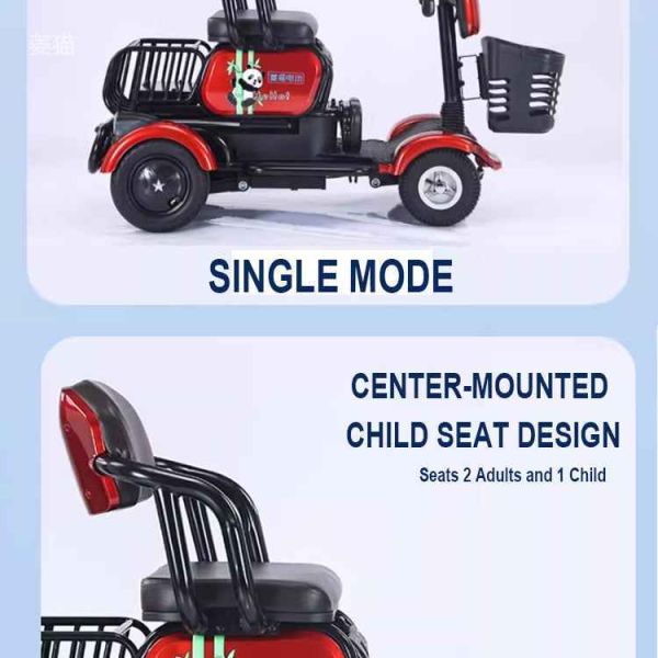 Scooter de movilidad eléctrica de cuatro ruedas para personas mayores, 53 kg, con frenado automático