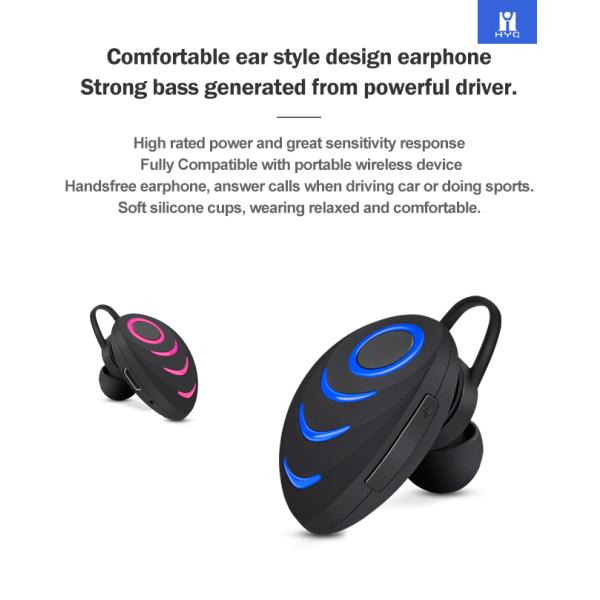 40mAh Single Bluetooth Earpiece 4 Hrs Playtime Hands Free Car Headphones