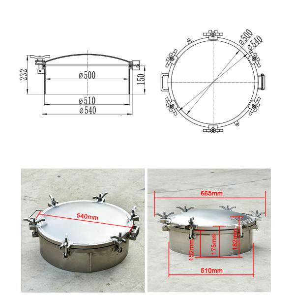 Durable Quick Opening Truck SS 304 316L Round Manhole Cover for Cement Tank