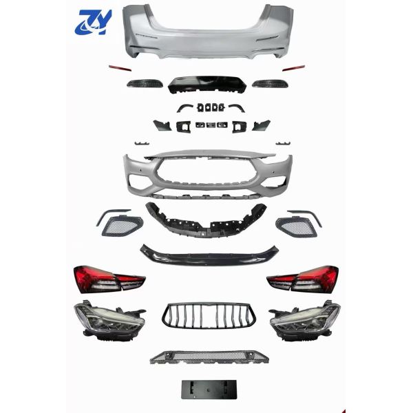For Maserati Ghibli 2014-2018 Car Modified Front and Rear Bumper Headlight Taillight Trofeo Performance Body Kit