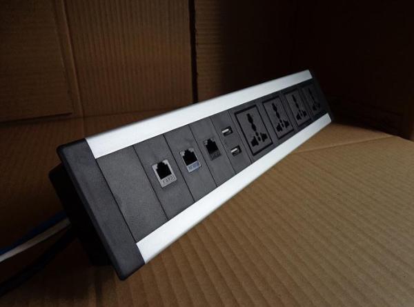Office Desk Mount Power Strip 4 Power Supply 2 Network 1 Telephone 1 USB Charging