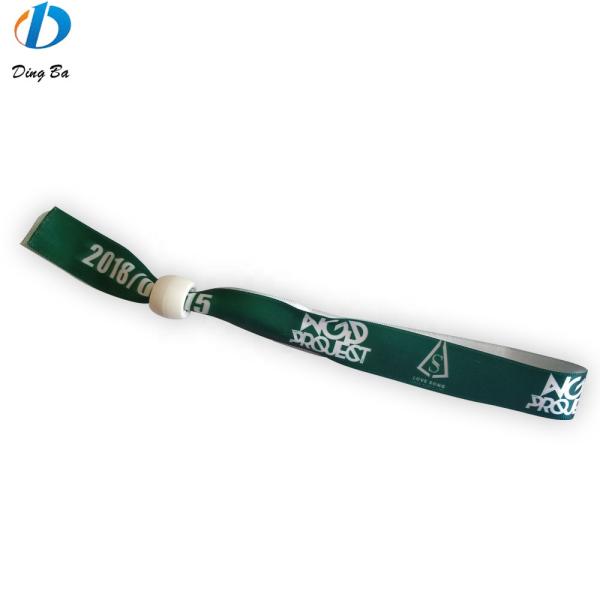 Custom Event Festival Party RFID Chip Satin Fabric Wristbands with Logo Text Printing