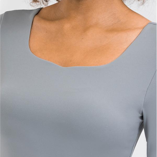 Roupas esportivas de ioga com decote baixo largo para inverno camisas de manga comprida com elástico alto