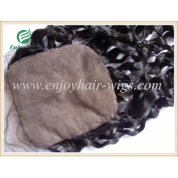 Silk top closure 4''x4'' peruvian virgin hair natural color deep wave 10''-24''middle part