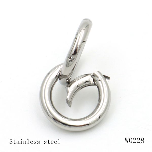 #304 Stainless Steel Round Carabiner 20mm Spring Open Gate O Ring For Key Ring Holder