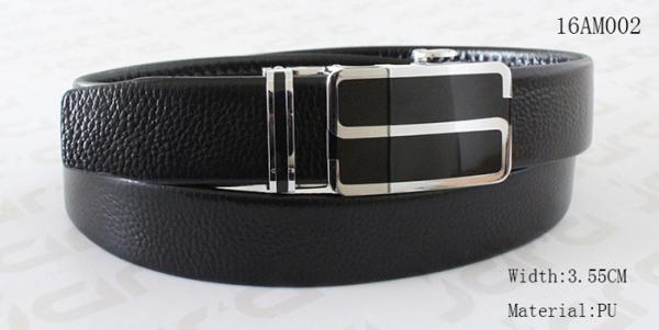 Nickel / Black PU Automatic Buckle Belt With Zinc Alloy Buckle 3.55cm Width