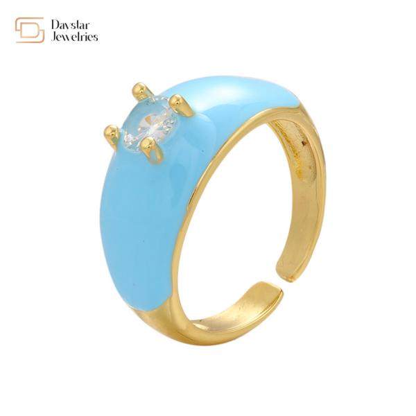 Красочное золото колец эмали диаманта лета покрыло регулируемый раскрывая циркон коренастый