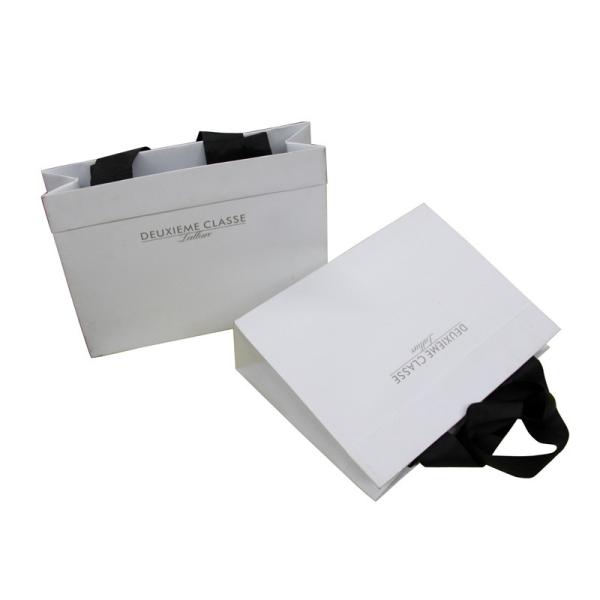 Deux 210g 1c 2 Sides Printing Paper Carrier Bag With Folded Edges, 3cm Ribbon
