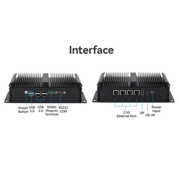 DDR4 16G оперативная память Intel N100 Fanless Industrial Mini PC 4 LAN Dual COM Linux с WIFI