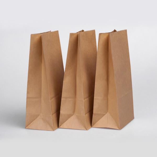 Disposable Custom Logo Kraft Paper Bags Grease Resistant Square Bottom for Fried Chicken Cakes Bread and Flower Packaging