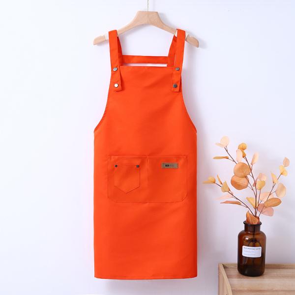 Silk Screen Printed Custom Logo Adjustable Bib Canvas Chef Apron for Women Cooking
