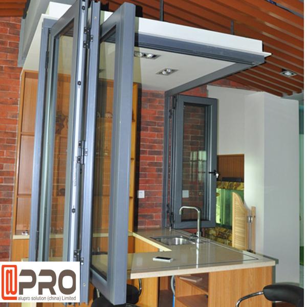 Anti Aging Aluminium Folding Windows , Outdoor Horizontal Folding Windows lowes bi fold door Bi folding exterior doors