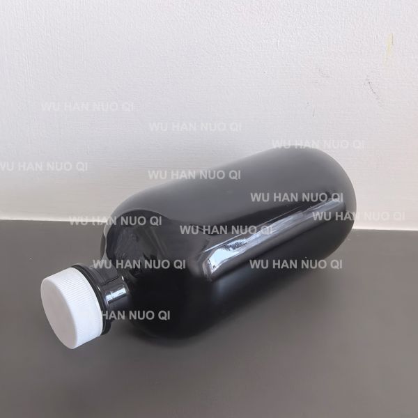 Screen Printing 473ml Empty Square Pet Amber Oblong Arch Cough Syrup Bottles Red Writing Crc Cap Foil Seal Closure Type