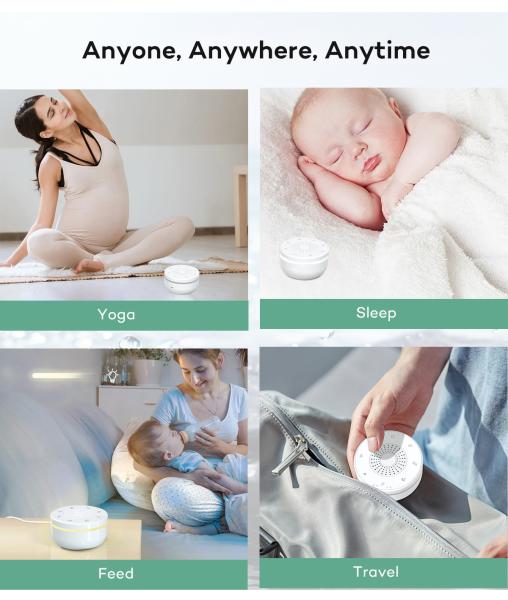 Mini White Noise Machine with 30 Sounds and LED Light for Baby Sleep