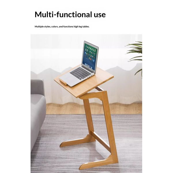 Foldable Bamboo Computer Desk Home Coffee Breakfast Computer Table Multifunction Adjustable Corner Desk for Living Room Bedroom