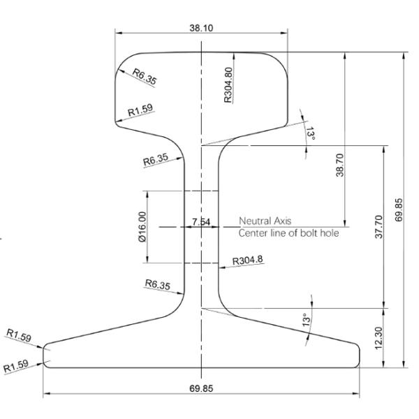 Railroad Steel Rail 55Q Chinese Standard 12kg Light Steel Rail Q235B For Smooth Train Travel