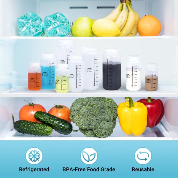 Food Grade PP Plastic Bottle With Scale Line Wide Neck Liquid Container for Chemical