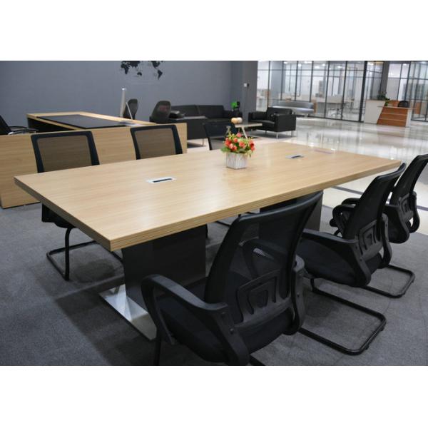 Top Thickness 45mm Melamine Conference Table Golden Walnut Color Surface