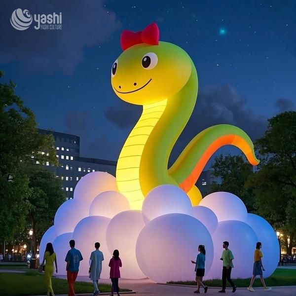 Large Cartoon Animal Inflatable Decorations Light Up Movable for Street Art Outdoor