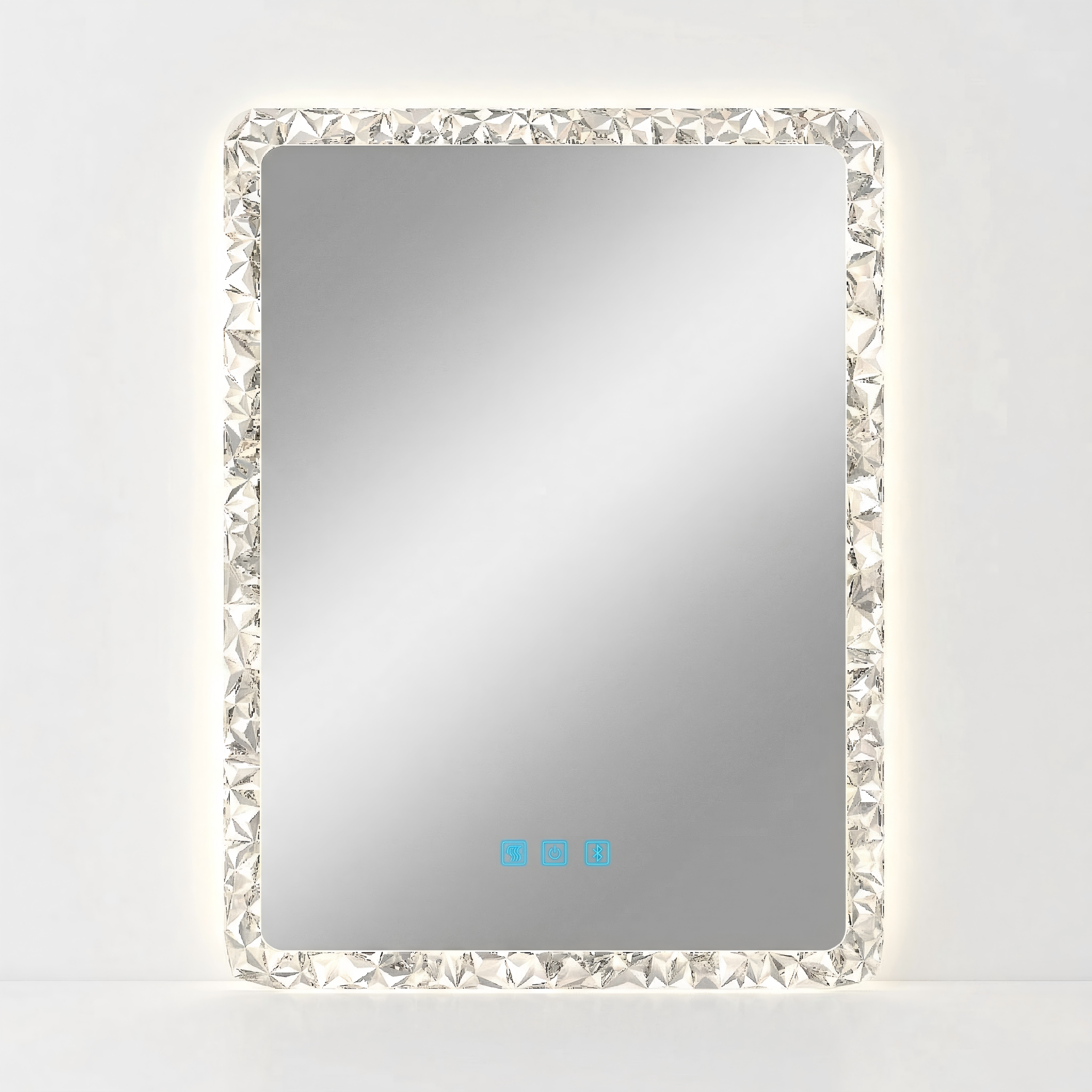 Kingstin Luxury Crystal LED Smart Mirror RGB Light Wall Mounted Bathroom Vanity Mirror Custom Size