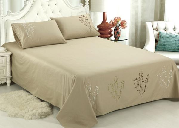 Lightweight Fabric Luxury Sheet Sets / Duvet Covers Embroidered Cotton Sheets