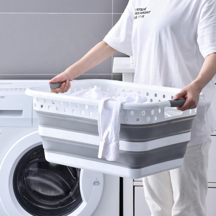 Portable Foldable PP Material Laundry Basket Household Storage and Toilet Sundries Storage Basket