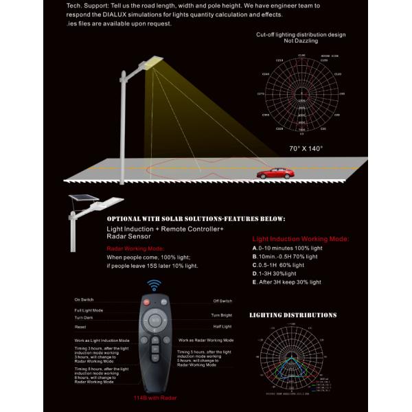 6000K наружные солнечные уличные фонари с разделенной панелью