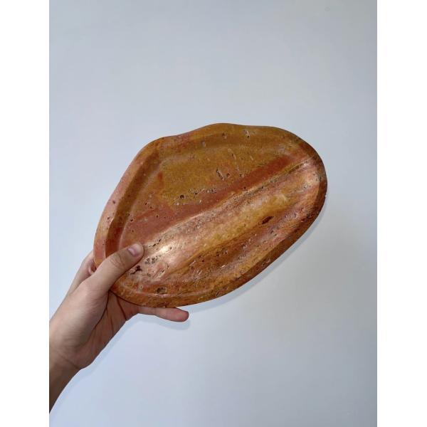 Modern Luxury Design Natural Red Travertine Art Tray -Premium Marble Artwork for Interior Design
