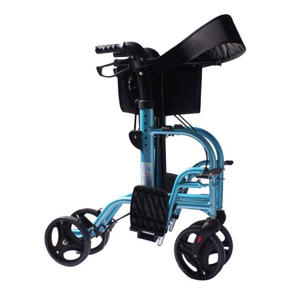 Folding Wheels Rollator Wheelchair Walker Aluminum Alloy , Trolley Walkers For Disabled