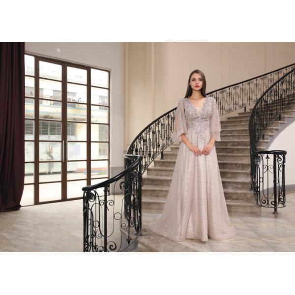 Women ' S Half Sleeve Evening Dresses And Ladies Gowns A - Line Tulle Long Wedding Dress