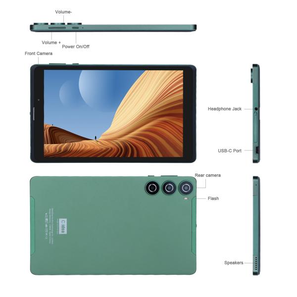 C idea 8 pulgadas Android Tablet Pc fabricante con Android 12 Cuad Core 8GB + 512GB almacenamiento IPS HD Display CM835 ((verde)