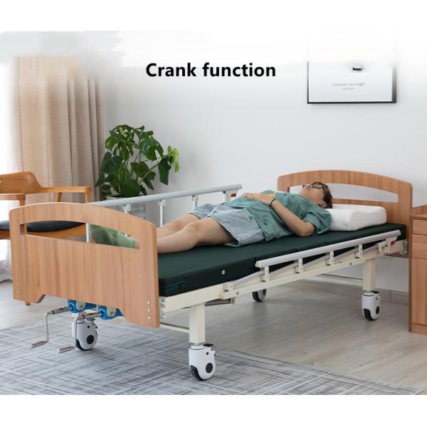 Adjustable Manual Hospital Bed Back Raising Hospital Style Beds Wooden Bed Head With Rails