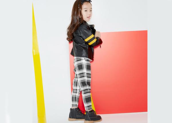 Classical Kids Girls Clothes Girl Fashion Suit Black And White Grid Stripe Pattern